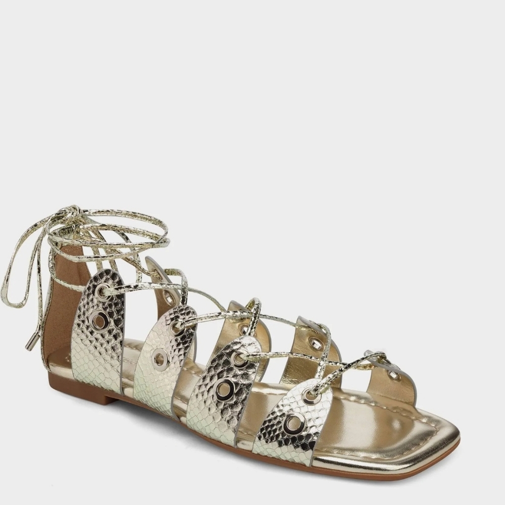 NWOT Aerosole Kathleen Silver Snake Gladiator Sandles Size 8.5